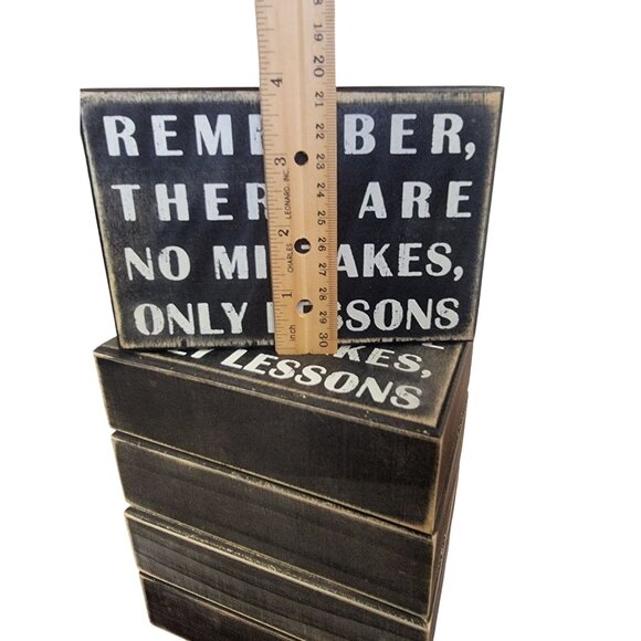 Primitive By Kathy Wooden Box Sign - "Remember There Are No Mistakes Only Lesson - Picture 2 of 4
